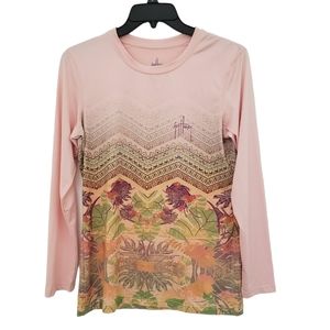 NEW Guy Harvey pink print performance longsleeve slub top S